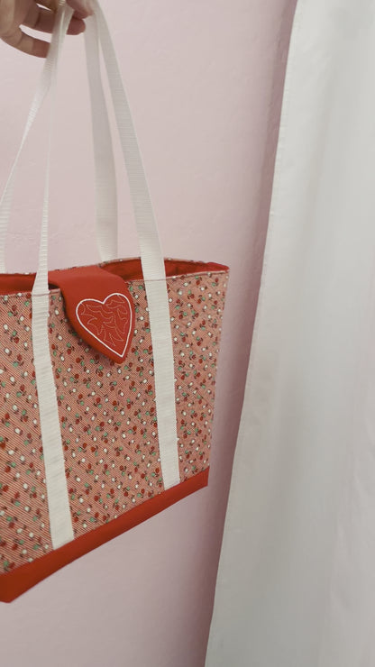 Large red Apple Tote Bag